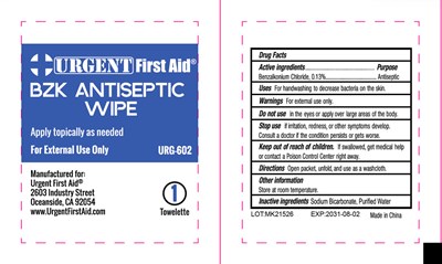 Dosage (Urgent First Aid Bzk Antiseptic Wipe)